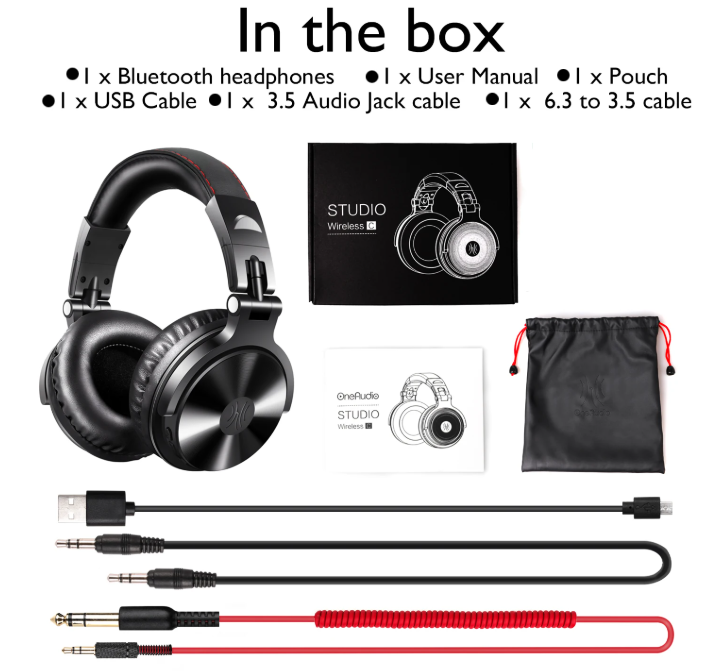 Oneodio Pro C سماعة لاسلكية تعمل بالبلوتوث 5.2 سماعات فوق الأذن مع ميكروفون صوت عالي الدقة سماعة رأس سلكية ولاسلكية وقت تشغيل 110 ساعة AAC - الصورة 6